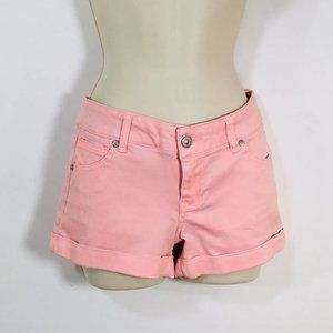Delia’s Olivia Jean Short Sz 7 Barbie Pink Denim Cuff Cotton Spandex Stretch